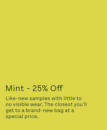 A promotional graphic with a solid yellow-green background and black text reading 'Mint - 25% Off' and a short descriptive paragraph about mint-colored samples.